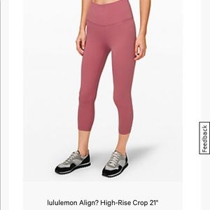 Lululemon Align Crop 21” Size 4 in dusty rose